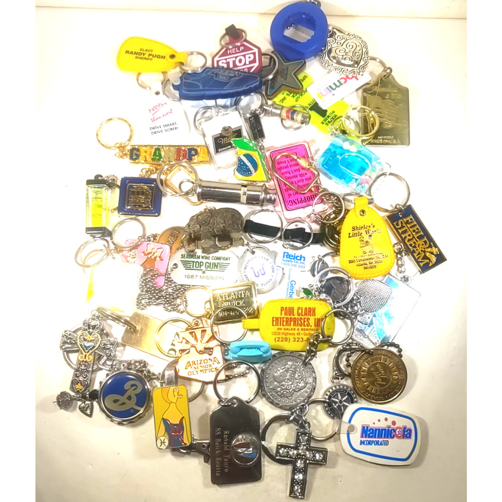 Huge Lot 44 Pieces Keychain 2 Pounds Advertising